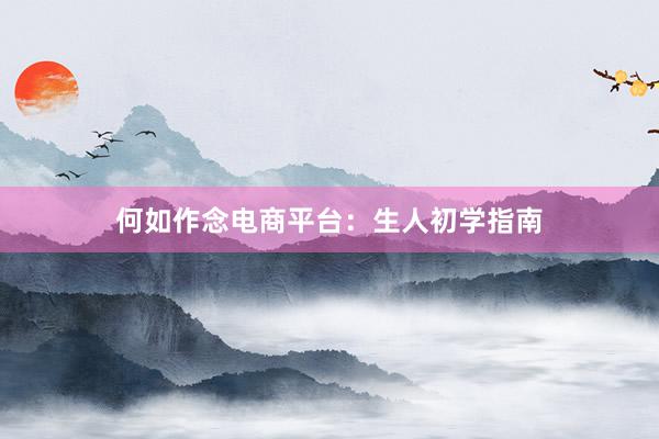 何如作念电商平台：生人初学指南